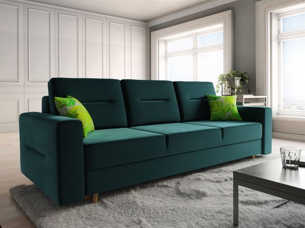 Sofa 3-Sitzer BELMIRA mit Schlaffunktion Flaschengrün