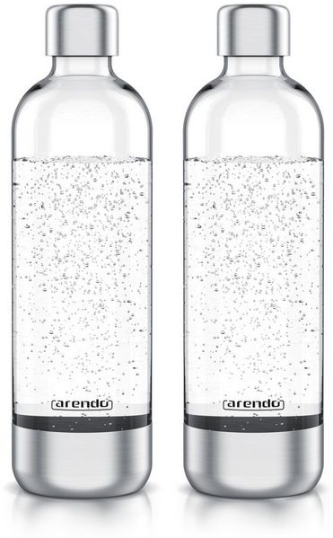 Arendo Wassersprudler Flasche Ersatzflasche für Arendo Wassersprudler, 1 L, max. 900 ml zum Sprudeln, (2-tlg), Edelstahl + PET, Kunststoff Sprudel Flasche mit 1000 ml Füllmenge