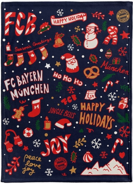 Wohndecke FC Bayern München I Kuscheldecke I Sofadecke Winter 150x200 cm I Navy, FC Bayern München