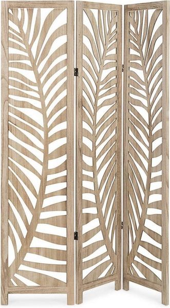 Paravent Farn aus Paulowniaholz, klassisches Design, natur, klappbar, für den Innenbereich