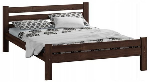 Home Collective Bettgestell Massivholzbett, Einzelbett mit Lattenrost & sicherem Lack, 210x152x72 cm, Walnuss Bild 3