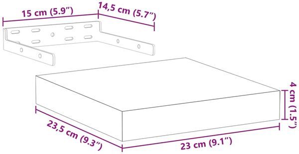 vidaXL Schweberegal 4 Stk. 23x23,5x4 cm Holzwerkstoff 4010681 Bild 9