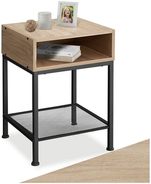tectake Nachttisch Beistelltisch Harlow 40,5x40,5x59cm (1-St, 1 tlg), Quadratischer Nachttisch im markanten Industrie-Chic