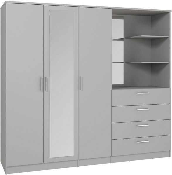 FORTE Kleiderschrank Drehtürenschrank, Spiegel, Schubladen, viel Stauraum B/H/T 199/181/52,7, Spiegeltüre, Stauraum, FSC