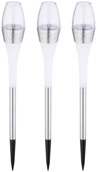 3er Set LED Solarleuchte, Farbwechsler, Edelstahl, H 55 cm