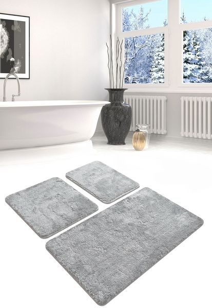 Acryl-Badematten-Set (3-teilig), 'Havai', Grau