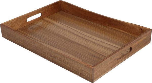 Koopman Tablett Akazienholz 50x35 cm Griff Rand abgerundet, Akazienholz, (1-tlg), XXL, Glatt, 2 Tragegriffe, Glänzend