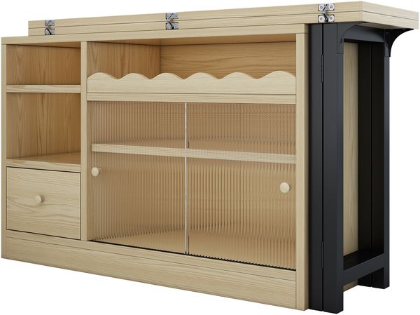 Ausziehbarer Klapp-Esstisch mit integriertem Stauraum, 110x40x75 cm, Natur+Schwarz Bild 8