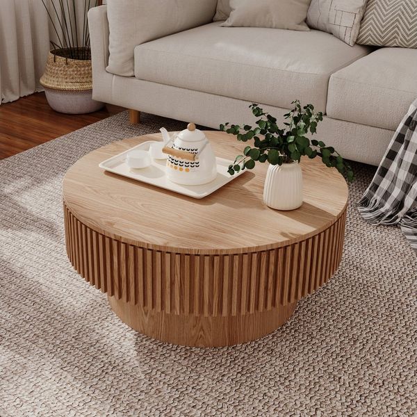 Celya Couchtisch Akzent-Teetisch rund 75 cm (Mit verstecktem Stauraum unter der Tischplatte, einzigartige Pilzform), idealen Ergänzung für Wohnzimmer, Schlafzimmer oder Büro