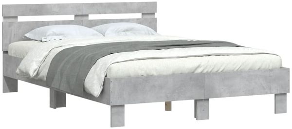 vidaXL Bettgestell mit Kopfteil LED-Beleuchtung Betongrau 135x190 cm 3207570 Bild 3
