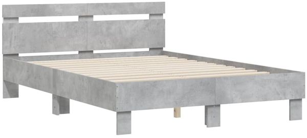 vidaXL Bettgestell mit Kopfteil LED-Beleuchtung Betongrau 135x190 cm 3207570 Bild 6
