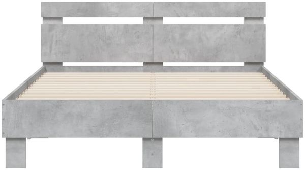 vidaXL Bettgestell mit Kopfteil LED-Beleuchtung Betongrau 135x190 cm 3207570 Bild 7