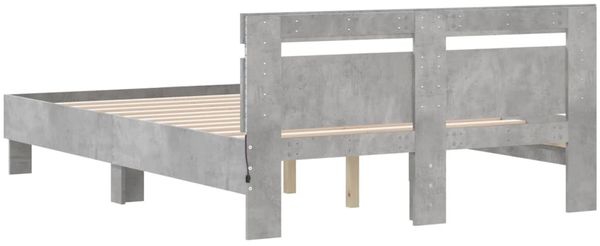 vidaXL Bettgestell mit Kopfteil LED-Beleuchtung Betongrau 135x190 cm 3207570 Bild 9