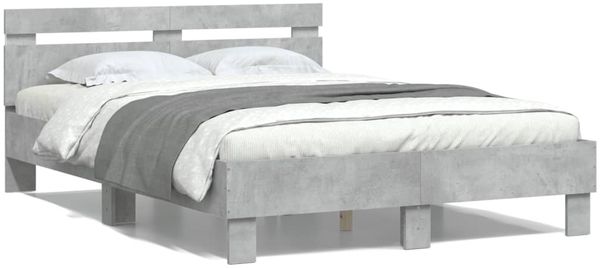 vidaXL Bettgestell mit Kopfteil LED-Beleuchtung Betongrau 135x190 cm 3207570 Bild 5