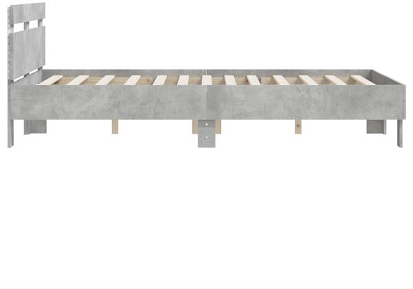 vidaXL Bettgestell mit Kopfteil LED-Beleuchtung Betongrau 135x190 cm 3207570 Bild 8