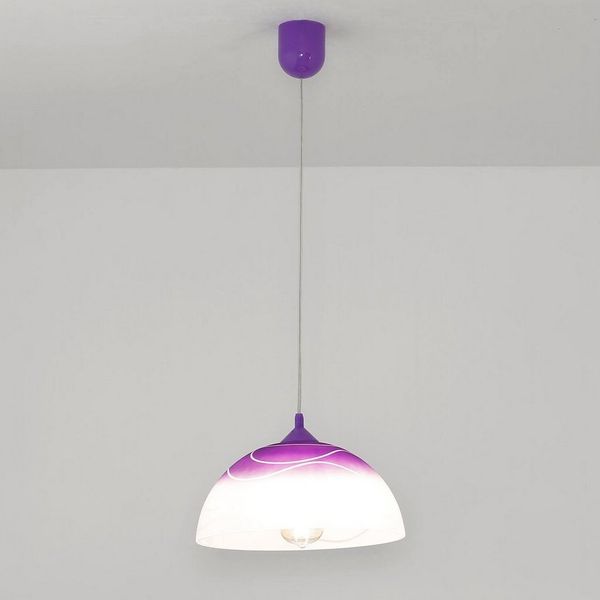 Licht-Erlebnisse Pendelleuchte ADANIA, ohne Leuchtmittel, Pendelleuchte Küche Lila rund retro Hängelampe Esstisch Lampe