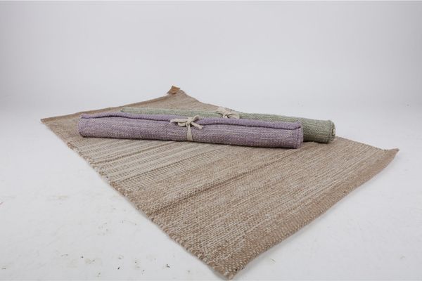 Baumwoll-Teppich mit Streifen 60×90 cm – 100 % Baumwolle 2-farbig sortiert dekorativer Wohnteppich für Flur Bad Küche und Wohnbereich