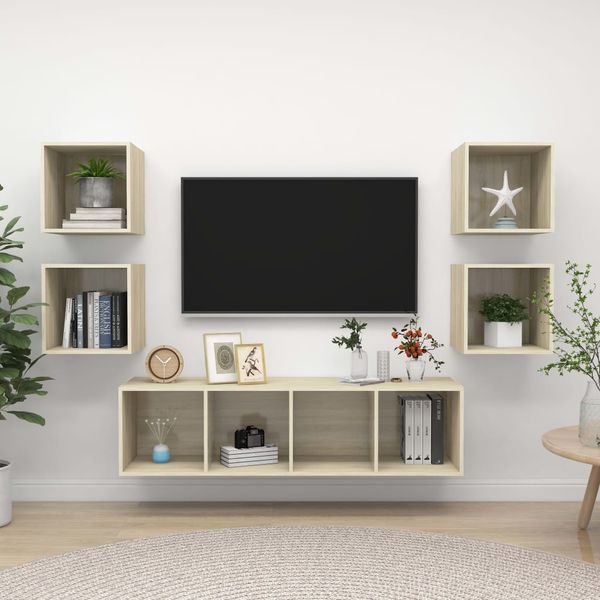 vidaXL 5-tlg. TV-Schrank-Set Sonoma-Eiche Spanplatte [3079622]