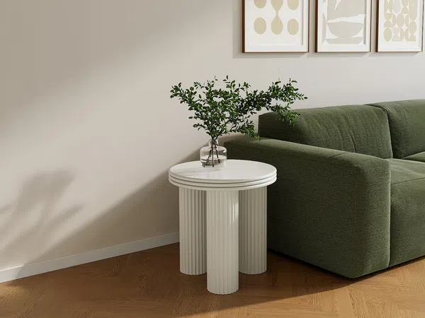 Vente-unique - RAVOKA Beistelltisch Metall Beige - B 40 cm x H 45 cm x L 40 cm