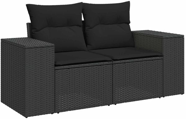 vidaXL Garten-Sofa-Set mit Kissen mit Speicher 12 pcs Schwarz 3363984 Bild 6