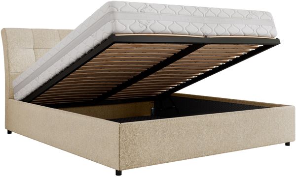 MKS Möbel 'Gala Classic' Polsterbett mit Bettkasten, Creme, 160x200 cm, Struktur, ohne Matratze Bild 6