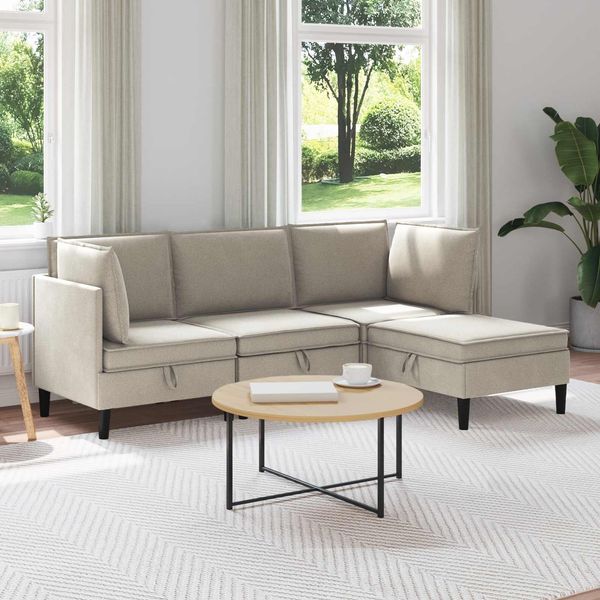 vidaXL Wohnzimmergarnitur 4 pcs Hafer Stoff 3413785