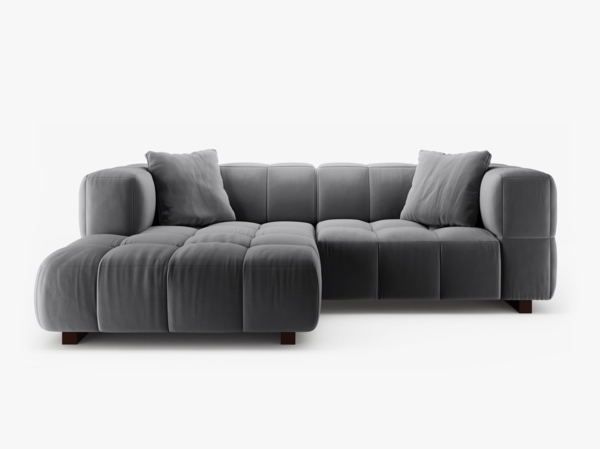 Micadoni Ecksofa Puma 3-Sitzer Links Samt Grau
