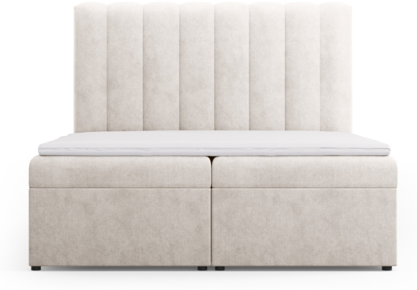 Micadoni Boxspringbett Kelp Strukturierter Stoff Grau Beige Melange 160x200