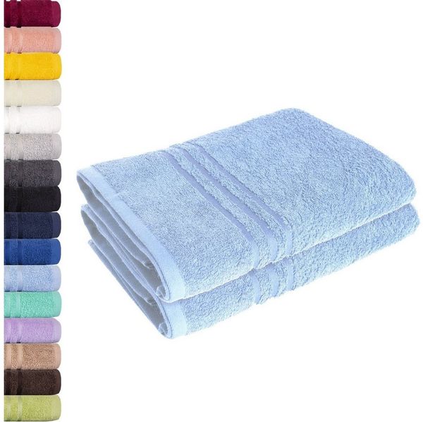 Lavea 2er Set Saunatuch 80x200 cm – Hochwertige, Saugstarke Saunatücher aus 100% Baumwolle, Frottierserie Elena – Waschbar und Strapazierfähig - Delphinblau Bild 5