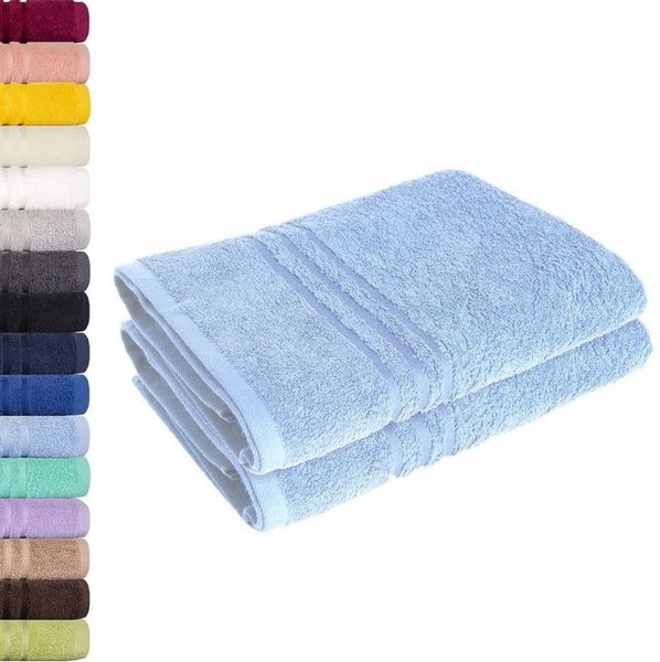 Lavea 2er Set Saunatuch 80x200 cm – Hochwertige, Saugstarke Saunatücher aus 100% Baumwolle, Frottierserie Elena – Waschbar und Strapazierfähig - Delphinblau Bild 4