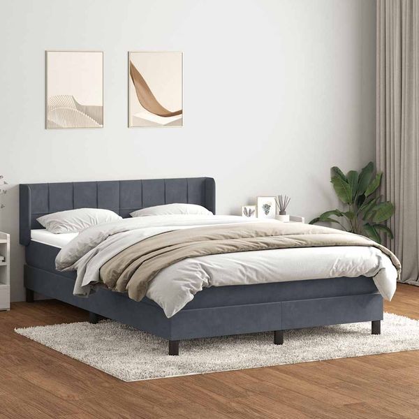 vidaXL Boxspringbett mit Matratze Dunkelgrau 160x210 cm Samt 3318118