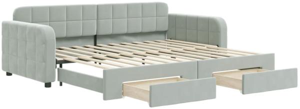vidaXL Tagesbett Ausziehbar mit Schubladen Hellgrau 90x200 cm Samt 3196977