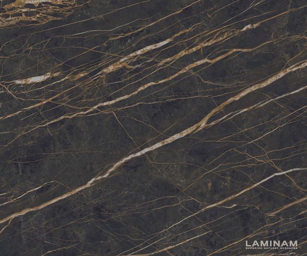 Esstisch Edge 200-300x100 Keramik Laminam®Noir Desir Braun Wave Edelstahl ausziehbar Bild 3