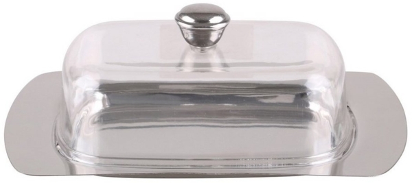 Urban Living Butterglocke Edelstahl Butterglocke mit Kunstsoffdeckel, Größe: (L x B x H) 19,5 x 12,5 x 6,5 cm