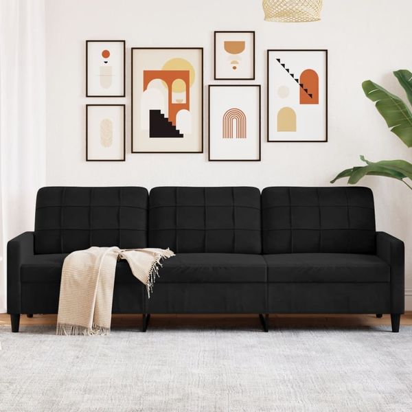 vidaXL 3-Sitzer-Sofa Schwarz 210 cm Samt 4007649