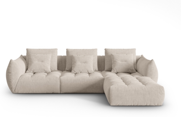 Micadoni Ecksofa Bloom 2-Sitzer Strukturierter Stoff Dunkelbeige