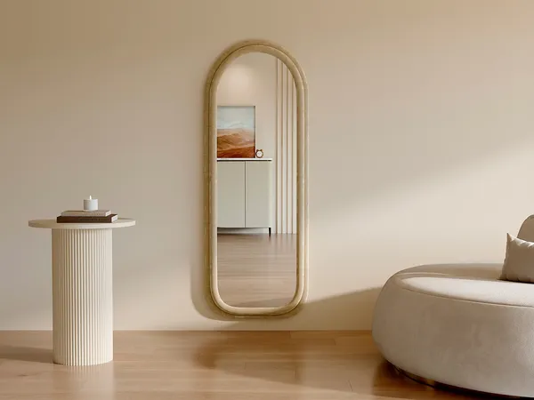 Vente-unique - RISALI Wandobjekt Samt Beige - B 3 cm x H 160 cm x L 60 cm