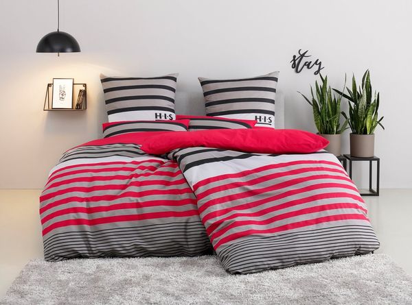 OTTO home Bettwäsche Majoran, Polycotton recycelt, 2 teilig, gestreifte Bettwäsche, Marke H.I.S by OTTO home