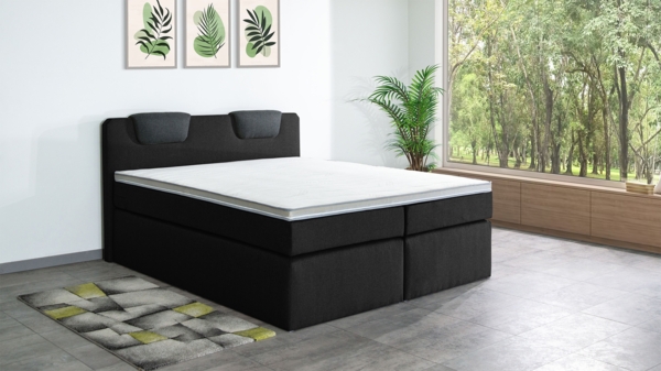 Meisterbetten Boxspringbett Iris 120x220 in WT-Schwarz in WT-Dunkel Grau, Matratzenbezug Nano, Komfortschaum-Topper Bild 4