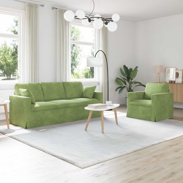 vidaXL Sofa Set 2 pcs Hellgrün 198 x 78 x 80 cm Samt 3407598