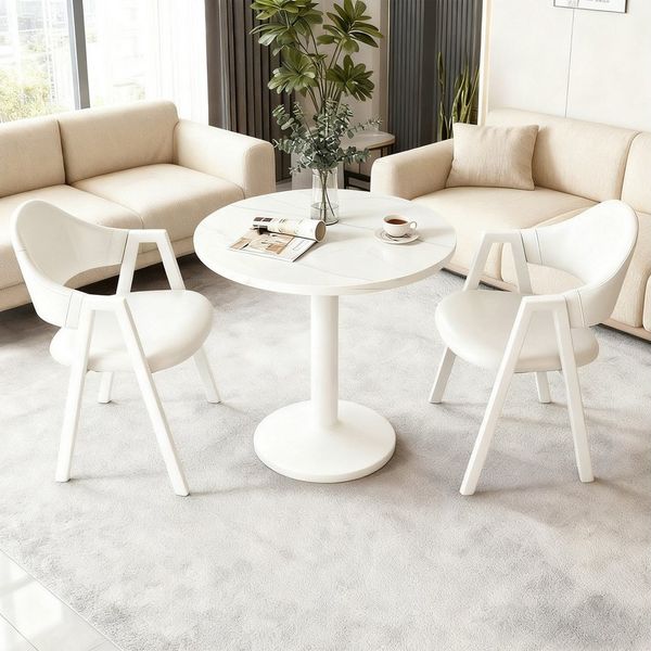 TWSOUL Essgruppe für 2 Personen – runder Esstisch 60 cm mit 2 Stühlen, moderner Esstisch für Küche, Wohnzimmer & Büro