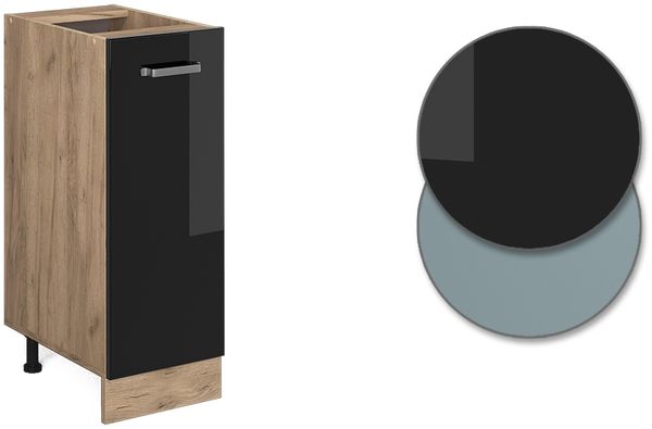 Apothekerschrank R-Line Schwarz Hochglanz 30 cm ohne Arbeitsplatte Vicco Bild 5