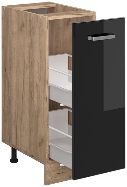 Apothekerschrank R-Line Schwarz Hochglanz 30 cm ohne Arbeitsplatte Vicco Bild 4