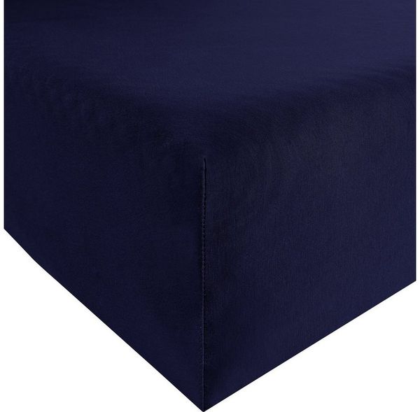 Erwin Müller 'Freising' Spannbettlaken, Gummizug: Rundumgummi, 1 Stück, Elasthan-Jersey-Stretch Uni, Marine, Spannbettlaken - 80x200 cm - 80x220 cm