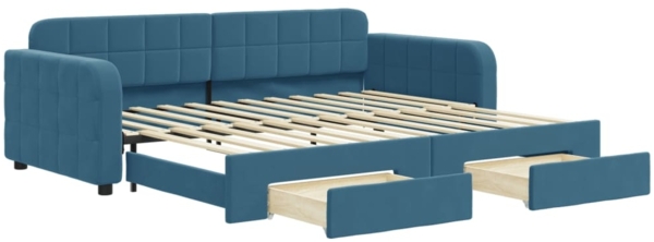 vidaXL Tagesbett Ausziehbar mit Schubladen Blau 90x200 cm Samt 3196976