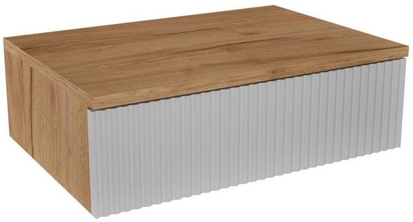 Planetmöbel Garderoben-Set AMYRA, (Wandmontage, 50 x 16 x 35 cm, Gold Eiche - Weiß), Wand-Konsole für Garderobe, Flur und Schminktisch