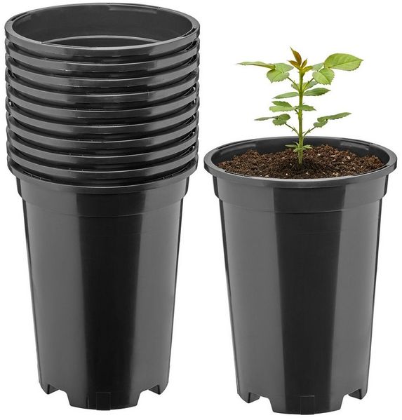 Garronda Blumentopf rund Kunststoff mit Drainagelöchern für Garten GD-0204 (10 St, 10er Set)