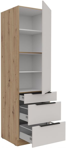 Küchen Hochschrank 60 cm SOLANO Kaschmir beige + Eiche Artisan matt Küchenzeile Küchenblock Küche Bild 2