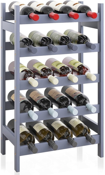 Bambus Weinregal 20 Flaschen 5-stöckig Grau Küche Bar Elegante Aufbewahrung