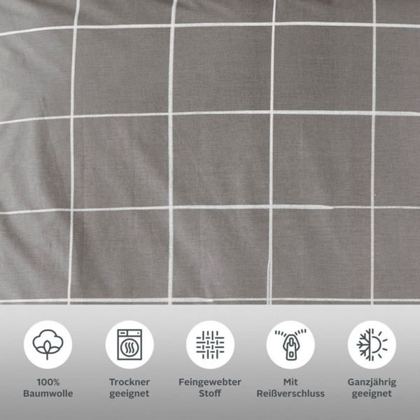 OTTO home Wendebettwäsche Nature in Gr. 135x200 oder 155x220 cm, Renforcé, 2 teilig, Bettwäsche in unregelmäßigem Karo-Muster Bild 2